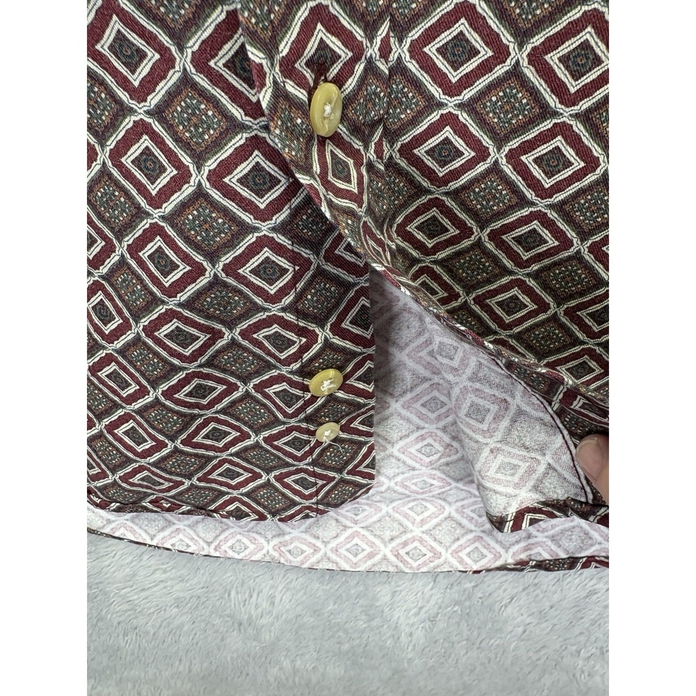 Vintage Supreme Maroon Geometric Print Long Sleeve Button Down‎ Shirt Mens Large - Picture 4 of 8